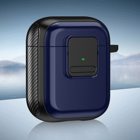 For AirPods 2 / 1 TPU + PC Wireless Earphones Case with Magnetic Switch(Blue)