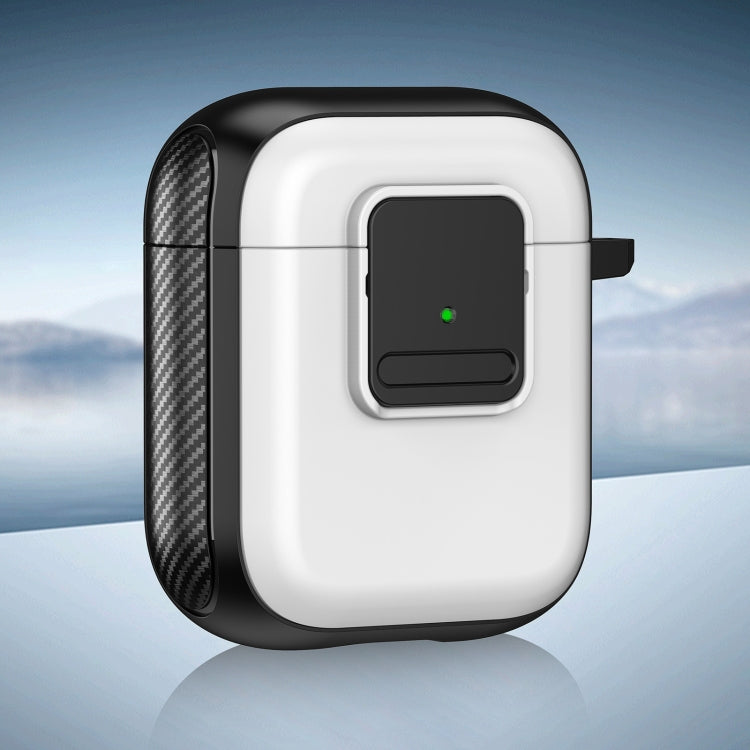 For AirPods 2 / 1 TPU + PC Wireless Earphones Case with Magnetic Switch(White)