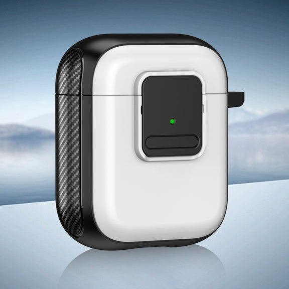 For AirPods 2 / 1 TPU + PC Wireless Earphones Case with Magnetic Switch(White)