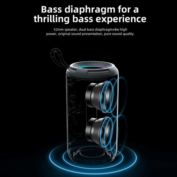 T&G TG-656 Portable Wireless 3D Stereo Subwoofer Bluetooth Speaker Support FM / LED Atmosphere Light(Grey)