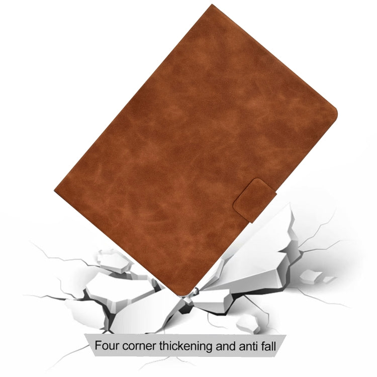 For iPad Air 2022 10.9 Cowhide Texture Leather Smart Tablet Case(Brown)