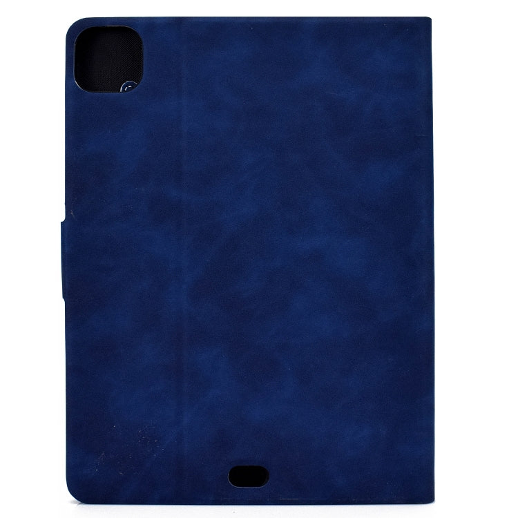 For iPad Air 2022 10.9 Cowhide Texture Leather Smart Tablet Case(Blue)