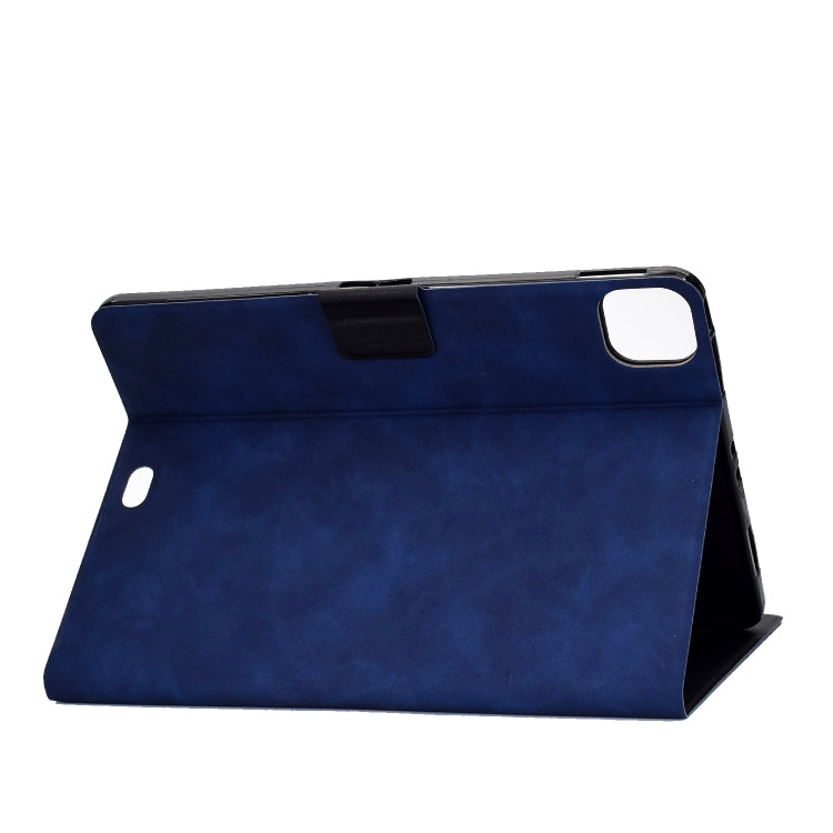 For iPad Air 2022 10.9 Cowhide Texture Leather Smart Tablet Case(Blue)