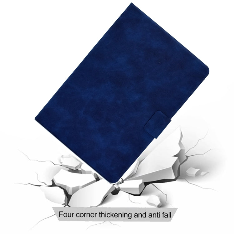 For iPad Air 2022 10.9 Cowhide Texture Leather Smart Tablet Case(Blue)