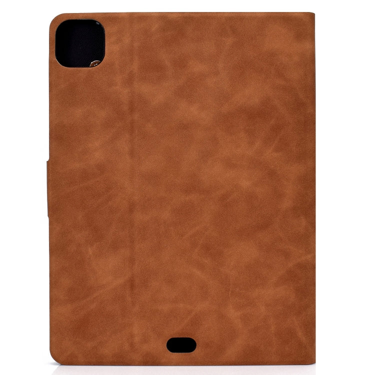 For iPad Pro 11 2024 Cowhide Texture Leather Smart Tablet Case(Brown)