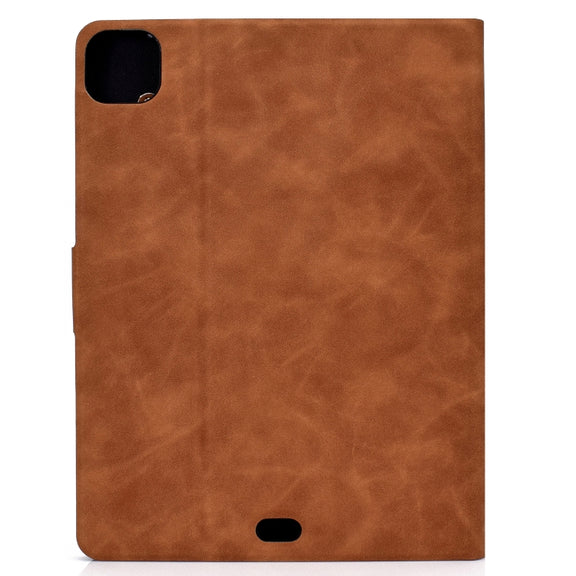 For iPad Pro 11 2024 Cowhide Texture Leather Smart Tablet Case(Brown)