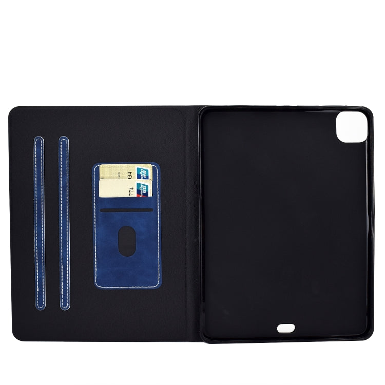 For iPad Pro 11 2024 Cowhide Texture Leather Smart Tablet Case(Blue)