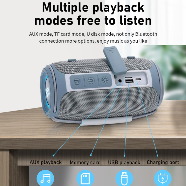T&G TG-657 Portable Wireless 3D Stereo Subwoofer Bluetooth Speaker Support FM / LED Atmosphere Light(Black)