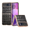 For Motorola Razr 40 Crocodile Texture Genuine Leather Electroplating Phone Case(Black) - Motorola Cases by PMC TechLife | Online Shopping South Africa | PMC TechLife | Buy Now Pay Later Mobicred