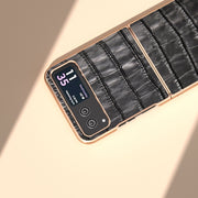 For Motorola Razr 40 Crocodile Texture Genuine Leather Electroplating Phone Case(Black)