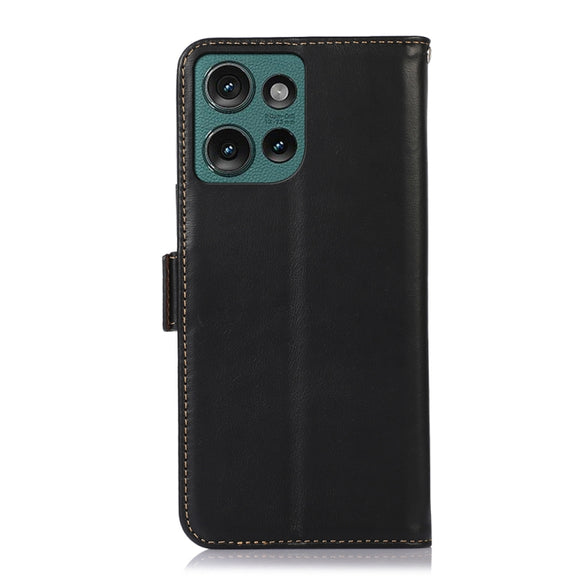 For Motorola Edge 50 Global Magnetic Crazy Horse Texture Genuine Leather Phone Case(Black)