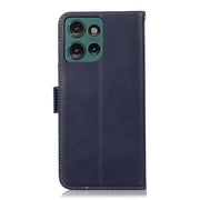 For Motorola Edge 50 Global Magnetic Crazy Horse Texture Genuine Leather Phone Case(Blue)