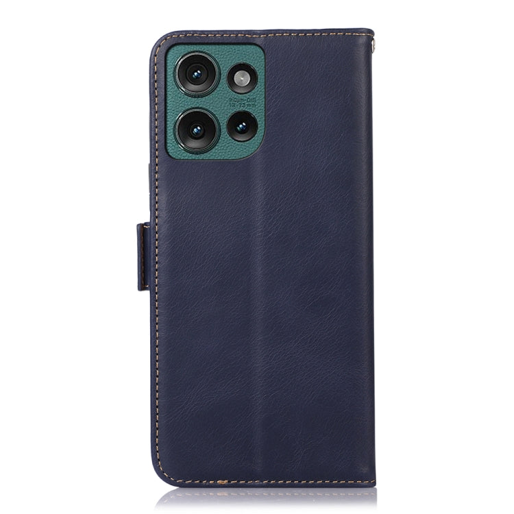 For Motorola Edge 50 Global Magnetic Crazy Horse Texture Genuine Leather Phone Case(Blue)