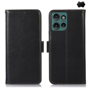 For Motorola Edge 50 Neo Magnetic Crazy Horse Texture Genuine Leather Phone Case(Black)