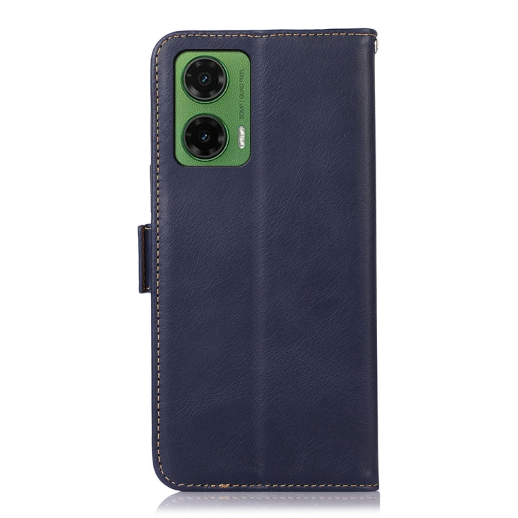 For Motorola Moto G35 Magnetic Crazy Horse Texture Genuine Leather Phone Case(Blue)