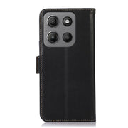 For Motorola Moto G15 4G Magnetic Crazy Horse Texture Genuine Leather Phone Case(Black)