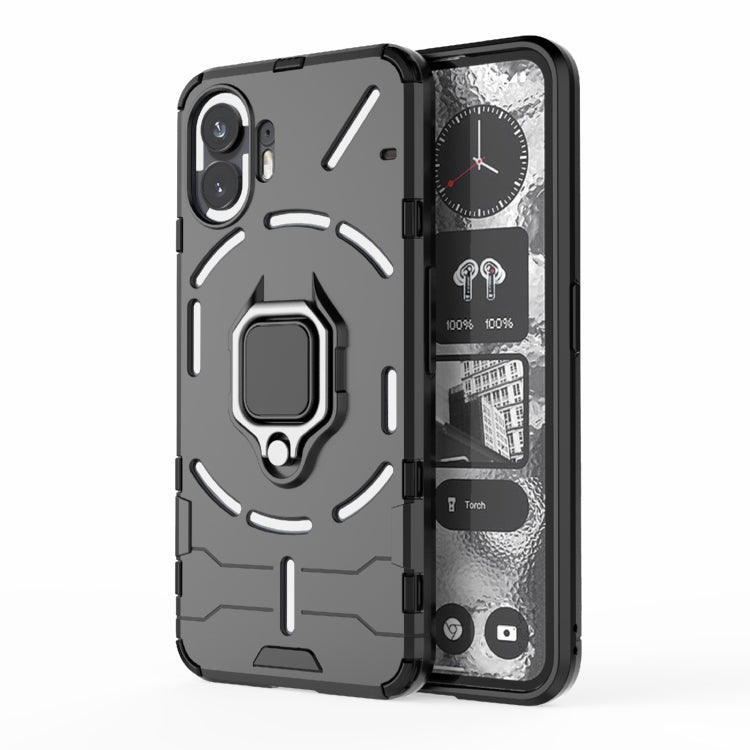 For Nothing Phone 2 Shockproof PC + TPU Holder Phone Case(Black)