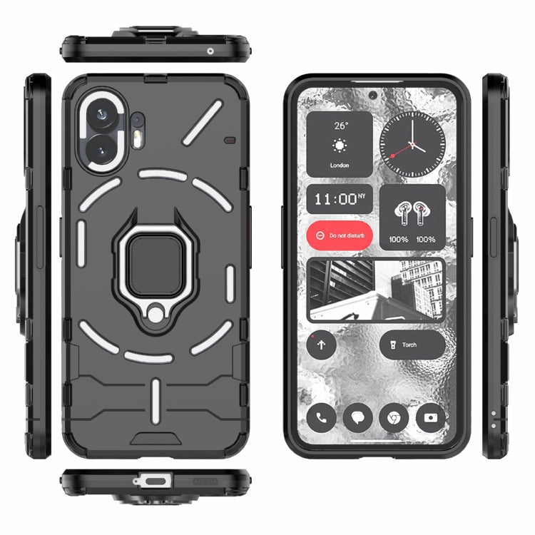 For Nothing Phone 2 Shockproof PC + TPU Holder Phone Case(Black)