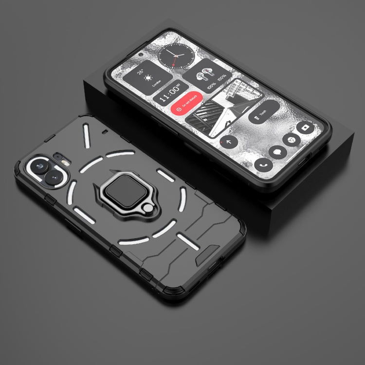 For Nothing Phone 2 Shockproof PC + TPU Holder Phone Case(Black)