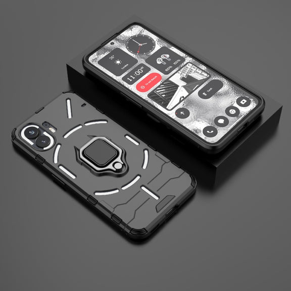 For Nothing Phone 2 Shockproof PC + TPU Holder Phone Case(Black)