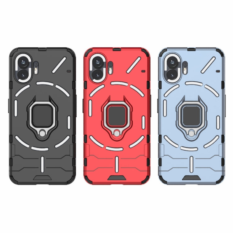 For Nothing Phone 2 Shockproof PC + TPU Holder Phone Case(Black)