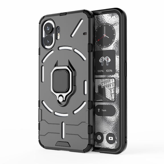 For Nothing Phone 2 Shockproof PC + TPU Holder Phone Case(Black)