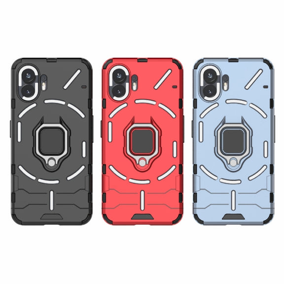 For Nothing Phone 2 Shockproof PC + TPU Holder Phone Case(Black)