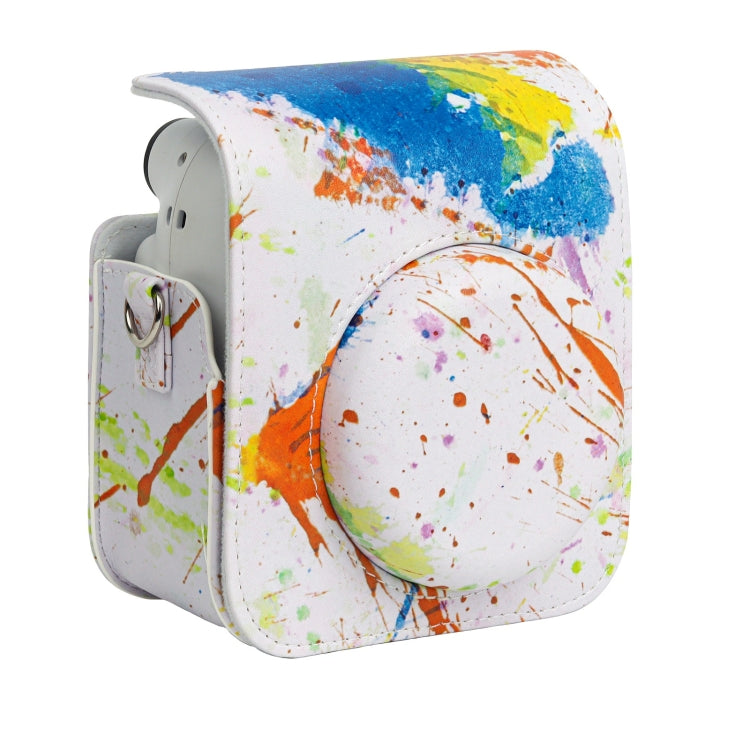 For FUJIFILM instax mini 12 Painted Full Body Leather Case Camera Bag with Strap(Splash Ink Watercolor)