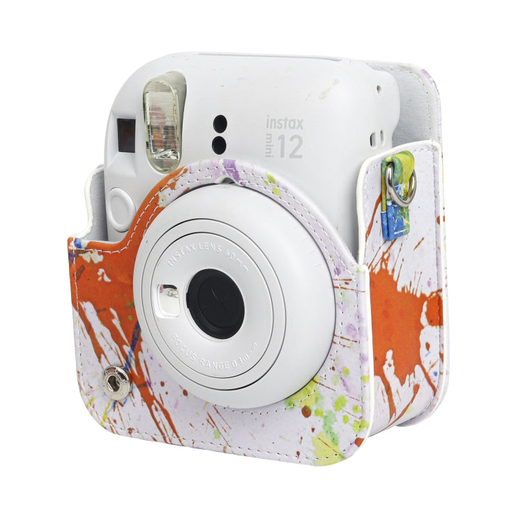 For FUJIFILM instax mini 12 Painted Full Body Leather Case Camera Bag with Strap(Splash Ink Watercolor)