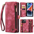 For iPhone 15 CaseMe 008 Detachable Multifunctional Leather Phone Case(Red) - free shipping - PMC Jewellery - Order now!