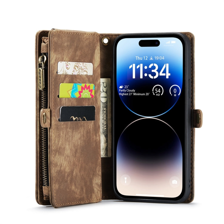 For iPhone 15 Pro CaseMe 008 Detachable Multifunctional Leather Phone Case(Brown)