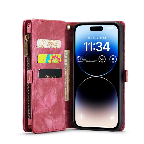 For iPhone 15 Pro CaseMe 008 Detachable Multifunctional Leather Phone Case(Red)