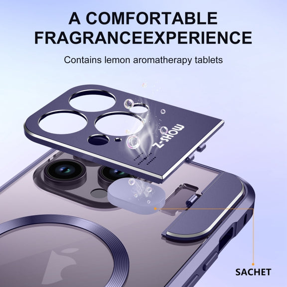 For iPhone 16 Pro Max Aromatherapy Holder Single-sided MagSafe Magnetic Phone Case(White)