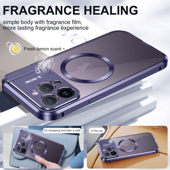 For iPhone 14 Aromatherapy Holder Single-sided MagSafe Magnetic Phone Case(Black)