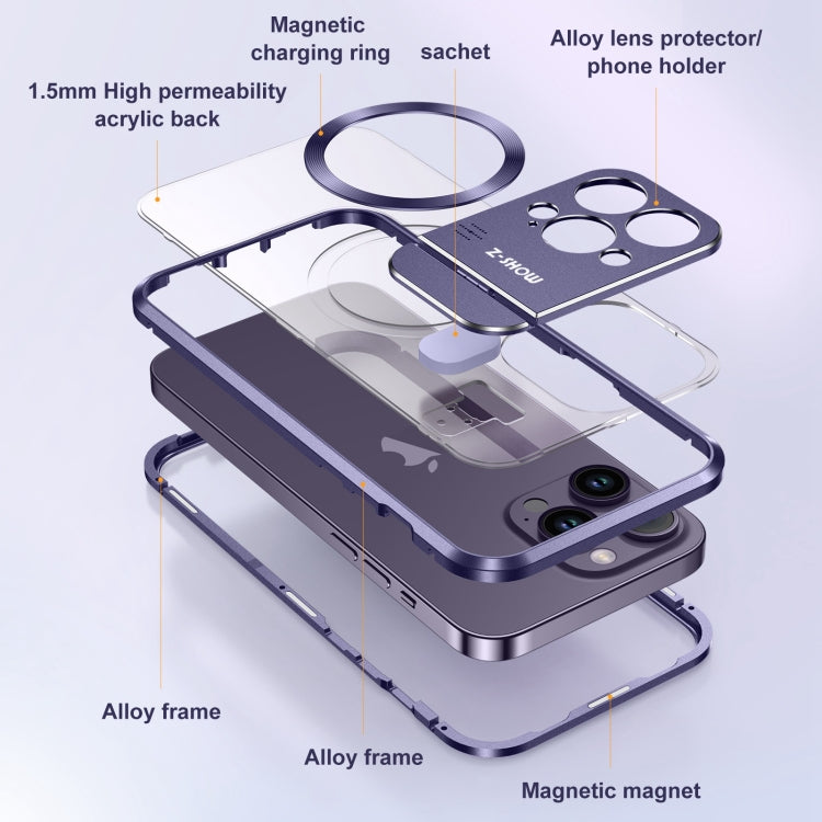 For iPhone 14 Pro Max Aromatherapy Holder Single-sided MagSafe Magnetic Phone Case(Purple)
