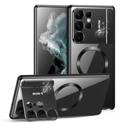 For Samsung Galaxy S22 Ultra 5G Aromatherapy Holder Single-sided MagSafe Magnetic Phone Case(Black)