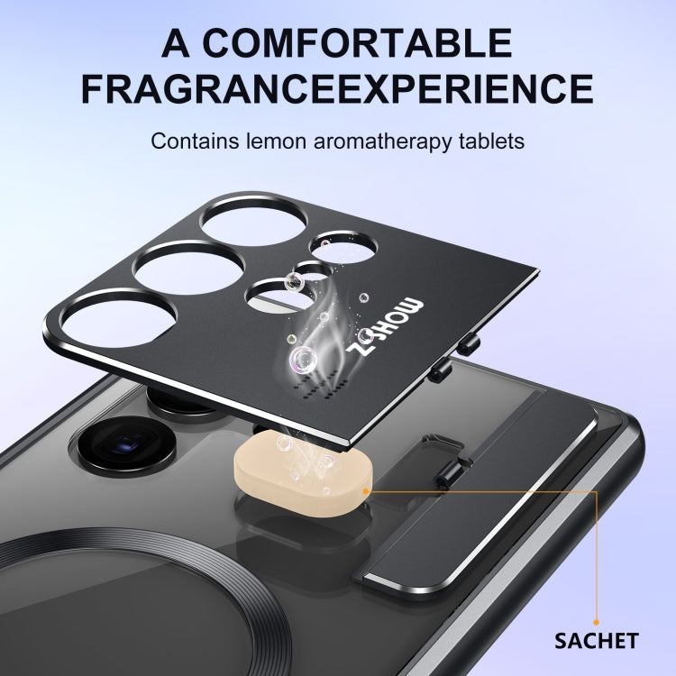 For Samsung Galaxy S25 Ultra 5G Aromatherapy Holder Single-sided MagSafe Magnetic Phone Case(Black)