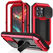 For iPhone 15 Pro Max R-JUST Sliding Camera IP54 Life Water-resistant Holder Phone Case(Red)