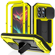 For iPhone 15 Pro Max R-JUST Sliding Camera IP54 Life Water-resistant Holder Phone Case(Yellow)