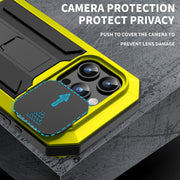 For iPhone 15 Pro Max R-JUST Sliding Camera IP54 Life Water-resistant Holder Phone Case(Yellow)