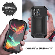 For iPhone 15 Pro R-JUST Sliding Camera IP54 Life Water-resistant Holder Phone Case(Black)