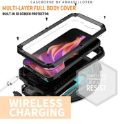 For iPhone 15 Plus R-JUST Sliding Camera IP54 Life Water-resistant Holder Phone Case(Black)