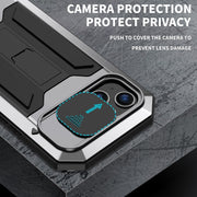 For iPhone 15 Plus R-JUST Sliding Camera IP54 Life Water-resistant Holder Phone Case(Silver)