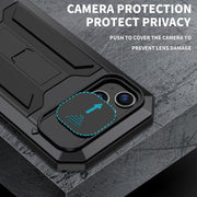 For iPhone 15 R-JUST Sliding Camera IP54 Life Water-resistant Holder Phone Case(Black)
