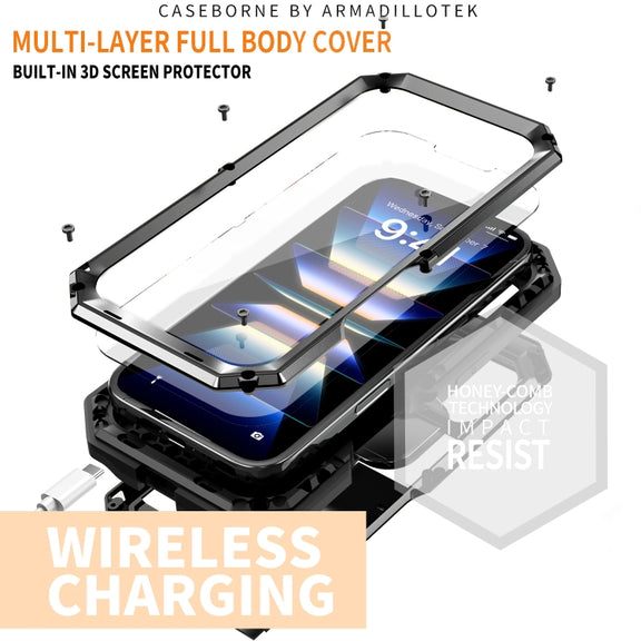 For iPhone 16 R-JUST Sliding Camera IP54 Life Water-resistant Holder Phone Case(Black)