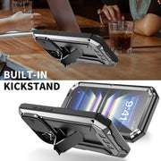 For iPhone 16 R-JUST Sliding Camera IP54 Life Water-resistant Holder Phone Case(Black)