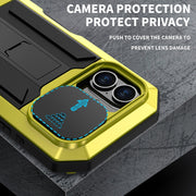 For iPhone 16 R-JUST Sliding Camera IP54 Life Water-resistant Holder Phone Case(Yellow)