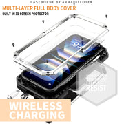 For iPhone 16 R-JUST Sliding Camera IP54 Life Water-resistant Holder Phone Case(Silver)