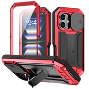 For iPhone 16 Plus R-JUST Sliding Camera IP54 Life Water-resistant Holder Phone Case(Red)