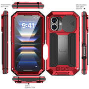 For iPhone 16 Plus R-JUST Sliding Camera IP54 Life Water-resistant Holder Phone Case(Red)